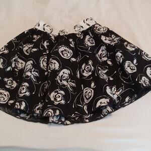 MMDaDa Girl Black White Floral Full Skirt.10 Pretty Flowy